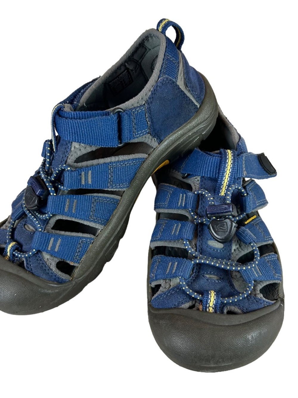 KEEN Kids Newport H2 Sandals Blue Yellow Size 3 Youth Waterproof Hiking Outdoor